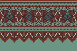 cross stitch traditional ethnic pattern paisley flower Ikat background abstract Aztec African Indonesian Indian seamless pattern for fabric print cloth dress carpet curtains and sarong vector