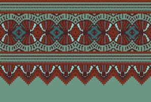 cross stitch traditional ethnic pattern paisley flower Ikat background abstract Aztec African Indonesian Indian seamless pattern for fabric print cloth dress carpet curtains and sarong vector