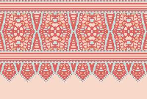 cross stitch Embroidery ethnic pattern, Vector Geometric ornate background, Cross stitch retro zigzag style, Blue and yellow pattern knitting continuous, Design for textile, fabric, digital print