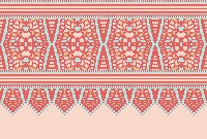 cross stitch Embroidery ethnic pattern, Vector Geometric ornate background, Cross stitch retro zigzag style, Blue and yellow pattern knitting continuous, Design for textile, fabric, digital print