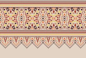 cross stitch Embroidery ethnic pattern, Vector Geometric ornate background, Cross stitch retro zigzag style, Blue and yellow pattern knitting continuous, Design for textile, fabric, digital print