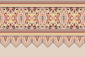 cross stitch Embroidery ethnic pattern, Vector Geometric ornate background, Cross stitch retro zigzag style, Blue and yellow pattern knitting continuous, Design for textile, fabric, digital print