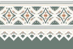 cross stitch traditional ethnic pattern paisley flower Ikat background abstract Aztec African Indonesian Indian seamless pattern for fabric print cloth dress carpet curtains and sarong vector