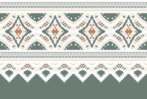 cross stitch traditional ethnic pattern paisley flower Ikat background abstract Aztec African Indonesian Indian seamless pattern for fabric print cloth dress carpet curtains and sarong vector