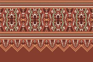 Cross Stitch pattern with Floral Designs. Traditional cross stitch needlework. Geometric Ethnic pattern, Embroidery, Textile ornamentation, fabric, Hand stitched pattern, Cultural stitching pixel art. vector