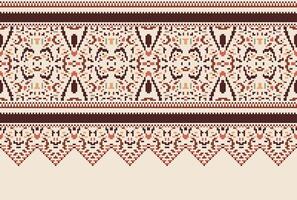 cross stitch Embroidery ethnic pattern, Vector Geometric ornate background, Cross stitch retro zigzag style, Blue and yellow pattern knitting continuous, Design for textile, fabric, digital print