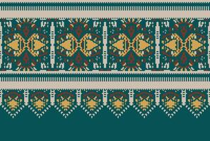 Pixel Cross Stitch pattern with Floral Designs. Traditional cross stitch needlework. Geometric Ethnic pattern, Embroidery, Textile ornamentation, fabric, Hand stitched pattern, Cultural stitching vector