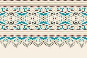 Cross Stitch pattern with Floral Designs. Traditional cross stitch needlework. Geometric Ethnic pattern, Embroidery, Textile ornamentation, fabric, Hand stitched pattern, Cultural stitching pixel art. vector