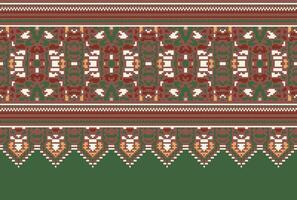 cross stitch Embroidery ethnic pattern, Vector Geometric ornate background, Cross stitch retro zigzag style, Blue and yellow pattern knitting continuous, Design for textile, fabric, digital print