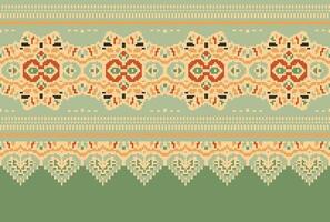 cross stitch Embroidery ethnic pattern, Vector Geometric ornate background, Cross stitch retro zigzag style, Blue and yellow pattern knitting continuous, Design for textile, fabric, digital print