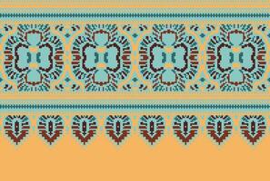 cruzar puntada tradicional étnico modelo cachemir flor ikat antecedentes resumen azteca africano indonesio indio sin costura modelo para tela impresión paño vestir alfombra cortinas y pareo de malasia vector