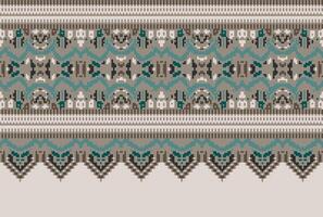 Cross Stitch pattern with Floral Designs. Traditional cross stitch needlework. Geometric Ethnic pattern, Embroidery, Textile ornamentation, fabric, Hand stitched pattern, Cultural stitching pixel art. vector