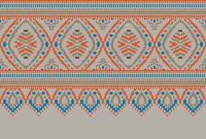 Cross Stitch pattern with Floral Designs. Traditional cross stitch needlework. Geometric Ethnic pattern, Embroidery, Textile ornamentation, fabric, Hand stitched pattern, Cultural stitching pixel art. vector