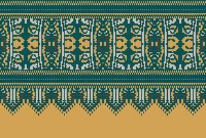 píxel cruzar puntada modelo con floral diseños tradicional cruzar puntada costura. geométrico étnico patrón, bordado, textil ornamentación, tela, mano cosido patrón, cultural puntadas vector