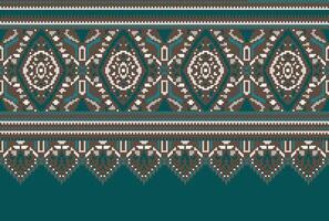 Cross Stitch pattern with Floral Designs. Traditional cross stitch needlework. Geometric Ethnic pattern, Embroidery, Textile ornamentation, fabric, Hand stitched pattern, Cultural stitching pixel art. vector