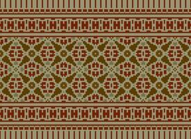 Cross Stitch pattern with Floral Designs. Traditional cross stitch needlework. Geometric Ethnic pattern, Embroidery, Textile ornamentation, fabric, Hand stitched pattern, Cultural stitching pixel art. vector