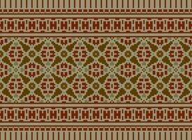 Cross Stitch pattern with Floral Designs. Traditional cross stitch needlework. Geometric Ethnic pattern, Embroidery, Textile ornamentation, fabric, Hand stitched pattern, Cultural stitching pixel art. vector