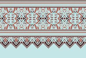píxel cruzar puntada modelo con floral diseños tradicional cruzar puntada costura. geométrico étnico patrón, bordado, textil ornamentación, tela, mano cosido patrón, cultural puntadas vector