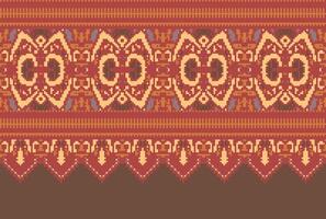 cross stitch traditional ethnic pattern paisley flower Ikat background abstract Aztec African Indonesian Indian seamless pattern for fabric print cloth dress carpet curtains and sarong vector