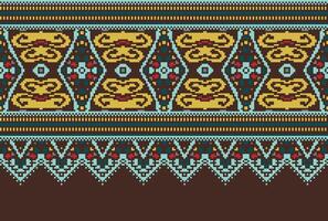 cross stitch traditional ethnic pattern paisley flower Ikat background abstract Aztec African Indonesian Indian seamless pattern for fabric print cloth dress carpet curtains and sarong vector