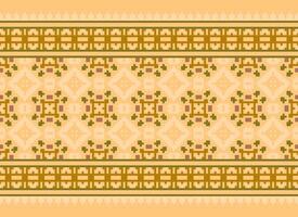 cross stitch Embroidery ethnic pattern, Vector Geometric ornate background, Cross stitch retro zigzag style, Blue and yellow pattern knitting continuous, Design for textile, fabric, digital print