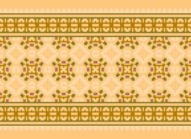 cross stitch Embroidery ethnic pattern, Vector Geometric ornate background, Cross stitch retro zigzag style, Blue and yellow pattern knitting continuous, Design for textile, fabric, digital print