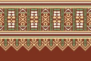 cross stitch Embroidery ethnic pattern, Vector Geometric ornate background, Cross stitch retro zigzag style, Blue and yellow pattern knitting continuous, Design for textile, fabric, digital print