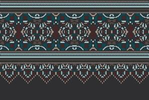 cross stitch traditional ethnic pattern paisley flower Ikat background abstract Aztec African Indonesian Indian seamless pattern for fabric print cloth dress carpet curtains and sarong vector