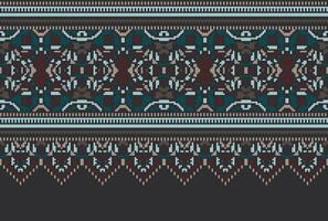 cross stitch traditional ethnic pattern paisley flower Ikat background abstract Aztec African Indonesian Indian seamless pattern for fabric print cloth dress carpet curtains and sarong vector