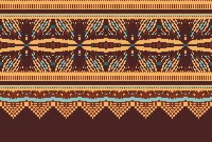 cross stitch traditional ethnic pattern paisley flower Ikat background abstract Aztec African Indonesian Indian seamless pattern for fabric print cloth dress carpet curtains and sarong vector