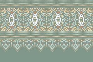 cross stitch Embroidery ethnic pattern, Vector Geometric ornate background, Cross stitch retro zigzag style, Blue and yellow pattern knitting continuous, Design for textile, fabric, digital print