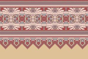 cross stitch Embroidery ethnic pattern, Vector Geometric ornate background, Cross stitch retro zigzag style, Blue and yellow pattern knitting continuous, Design for textile, fabric, digital print