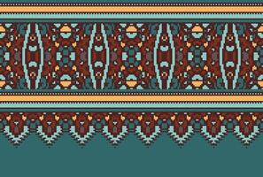 cross stitch traditional ethnic pattern paisley flower Ikat background abstract Aztec African Indonesian Indian seamless pattern for fabric print cloth dress carpet curtains and sarong vector