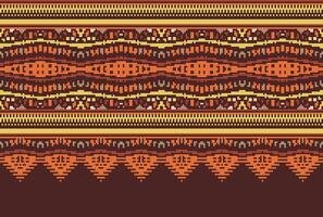cross stitch Embroidery ethnic pattern, Vector Geometric ornate background, Cross stitch retro zigzag style, Blue and yellow pattern knitting continuous, Design for textile, fabric, digital print