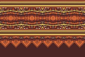 cross stitch Embroidery ethnic pattern, Vector Geometric ornate background, Cross stitch retro zigzag style, Blue and yellow pattern knitting continuous, Design for textile, fabric, digital print