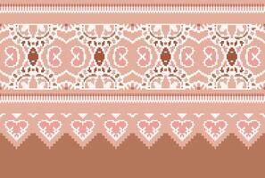 cross stitch Embroidery ethnic pattern, Vector Geometric ornate background, Cross stitch retro zigzag style, Blue and yellow pattern knitting continuous, Design for textile, fabric, digital print