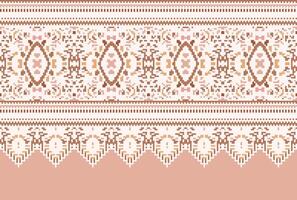 cross stitch Embroidery ethnic pattern, Vector Geometric ornate background, Cross stitch retro zigzag style, Blue and yellow pattern knitting continuous, Design for textile, fabric, digital print