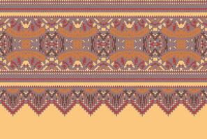 cross stitch traditional ethnic pattern paisley flower Ikat background abstract Aztec African Indonesian Indian seamless pattern for fabric print cloth dress carpet curtains and sarong vector