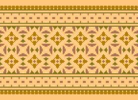cross stitch Embroidery ethnic pattern, Vector Geometric ornate background, Cross stitch retro zigzag style, Blue and yellow pattern knitting continuous, Design for textile, fabric, digital print