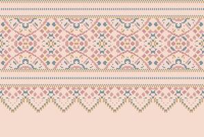 cross stitch traditional ethnic pattern paisley flower Ikat background abstract Aztec African Indonesian Indian seamless pattern for fabric print cloth dress carpet curtains and sarong vector