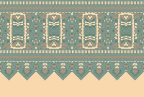 cross stitch Embroidery ethnic pattern, Vector Geometric ornate background, Cross stitch retro zigzag style, Blue and yellow pattern knitting continuous, Design for textile, fabric, digital print