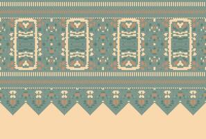 cross stitch Embroidery ethnic pattern, Vector Geometric ornate background, Cross stitch retro zigzag style, Blue and yellow pattern knitting continuous, Design for textile, fabric, digital print