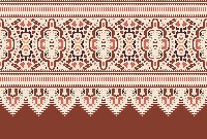 cross stitch Embroidery ethnic pattern, Vector Geometric ornate background, Cross stitch retro zigzag style, Blue and yellow pattern knitting continuous, Design for textile, fabric, digital print