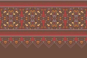 cross stitch Embroidery ethnic pattern, Vector Geometric ornate background, Cross stitch retro zigzag style, Blue and yellow pattern knitting continuous, Design for textile, fabric, digital print