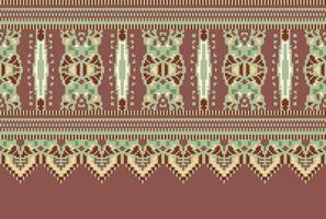 cross stitch Embroidery ethnic pattern, Vector Geometric ornate background, Cross stitch retro zigzag style, Blue and yellow pattern knitting continuous, Design for textile, fabric, digital print