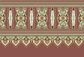 cross stitch Embroidery ethnic pattern, Vector Geometric ornate background, Cross stitch retro zigzag style, Blue and yellow pattern knitting continuous, Design for textile, fabric, digital print