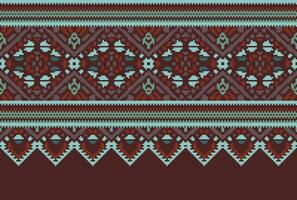 cross stitch traditional ethnic pattern paisley flower Ikat background abstract Aztec African Indonesian Indian seamless pattern for fabric print cloth dress carpet curtains and sarong vector