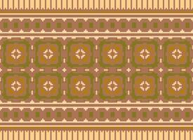 cross stitch Embroidery ethnic pattern, Vector Geometric ornate background, Cross stitch retro zigzag style, Blue and yellow pattern knitting continuous, Design for textile, fabric, digital print