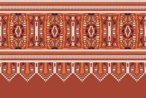 cross stitch Embroidery ethnic pattern, Vector Geometric ornate background, Cross stitch retro zigzag style, Blue and yellow pattern knitting continuous, Design for textile, fabric, digital print