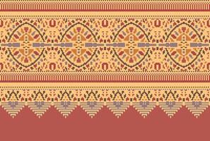 cross stitch Embroidery ethnic pattern, Vector Geometric ornate background, Cross stitch retro zigzag style, Blue and yellow pattern knitting continuous, Design for textile, fabric, digital print